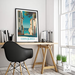 Costa Blanca Spain Wall Art Print - Spanish Village Artwork in a stylish interior setting with a scenic view.