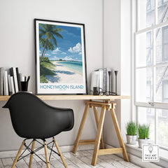 Honeymoon Island Poster | Sunny Florida Gulf Canvas Print displayed in a stylish modern workspace with natural light.