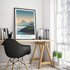 Isle of Islay Scotland Canvas & Art Print displayed in a stylish home office setting with contemporary decor and plants.