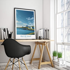 Isle of Islay Scotland Canvas Print | Scottish Hebrides Poster displayed in a stylish home office interior.