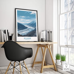 Kluane Poster National Park Canada | Snow Capped Mountains Canvas Print displayed in stylish interior.