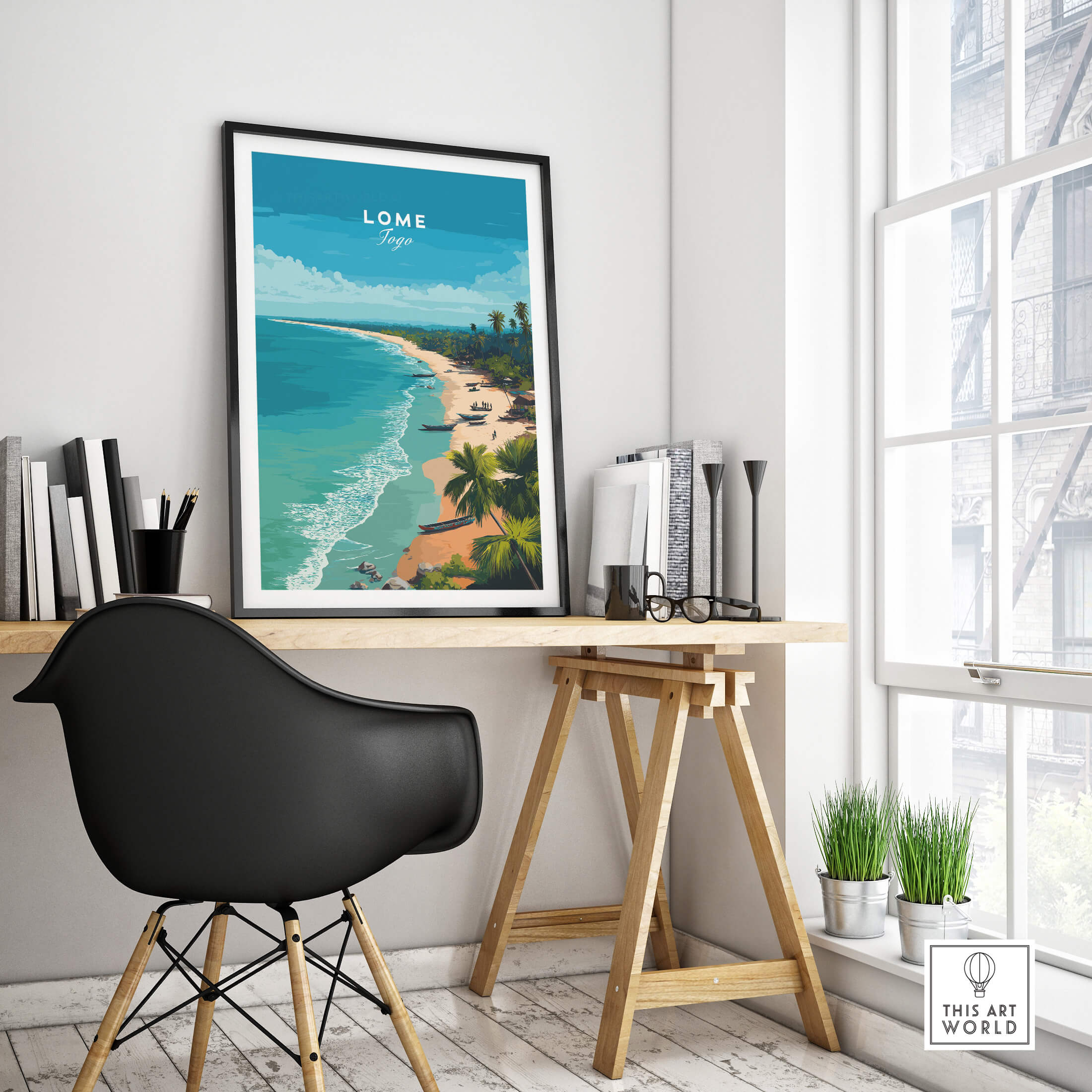 Lomé Togo Wall Art Print | Tropical Beach Travel Poster featuring a picturesque beach scene