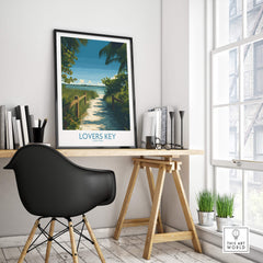 Lovers Key Florida Poster | Tropical Nature Path Canvas Print displayed in a modern workspace, featuring a serene nature path.