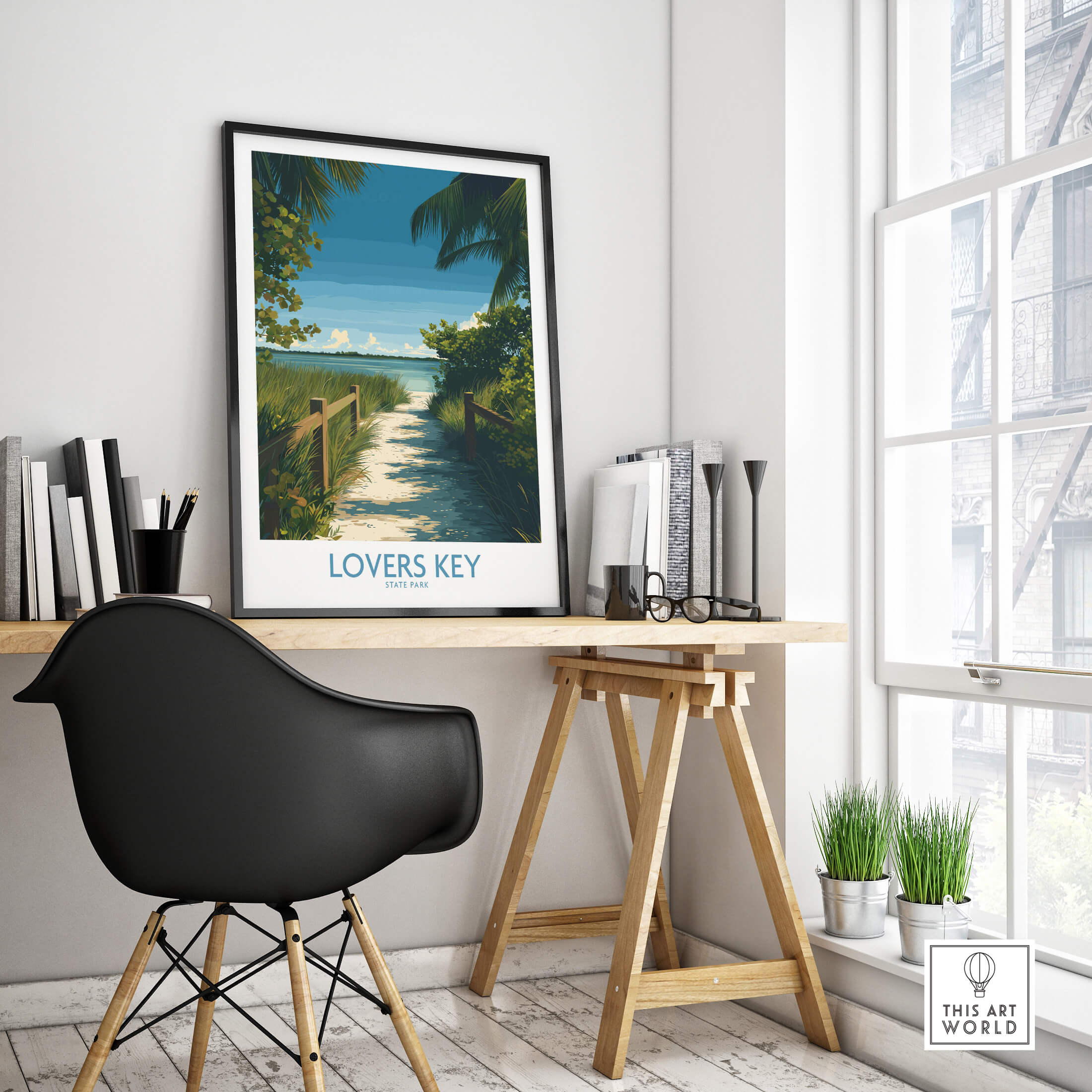 Lovers Key Florida Poster | Tropical Nature Path Canvas Print displayed in a modern workspace, featuring a serene nature path.
