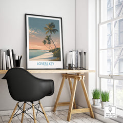 Lovers Key Canvas Print | Florida Gulf Coast Beach Poster in a stylish office setting.