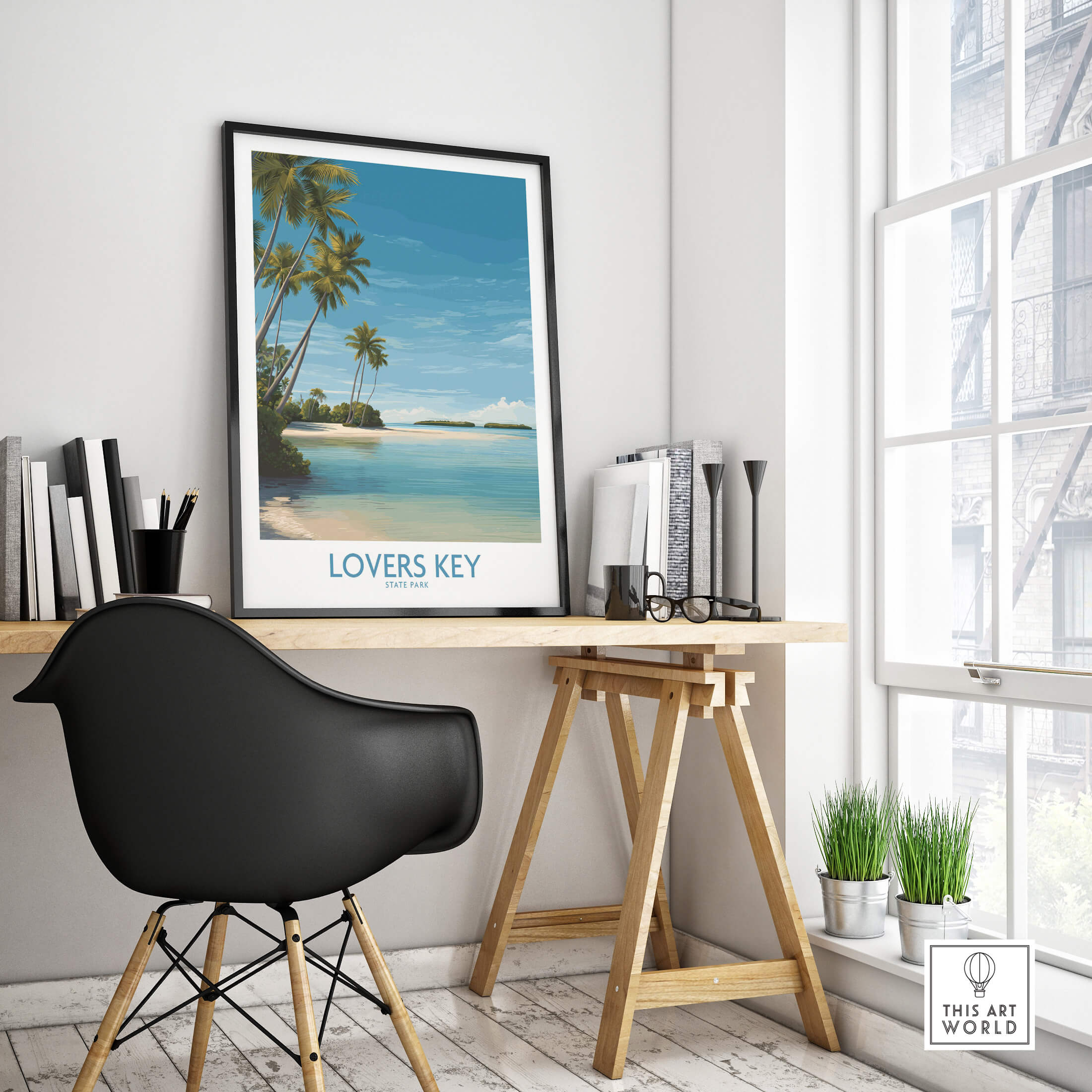 Lovers Key Poster |  Florida Canvas Print displayed in a modern workspace with natural light.