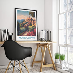Montepulciano Italy Canvas Print | Italian Sunset Landscape Poster showcasing vibrant Tuscany landscape in modern home decor.