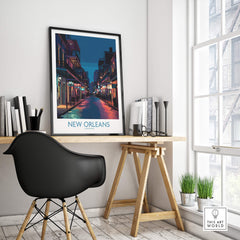New Orleans Canvas Print | French Quarter Cityscape Poster in a stylish interior setting with modern decor.