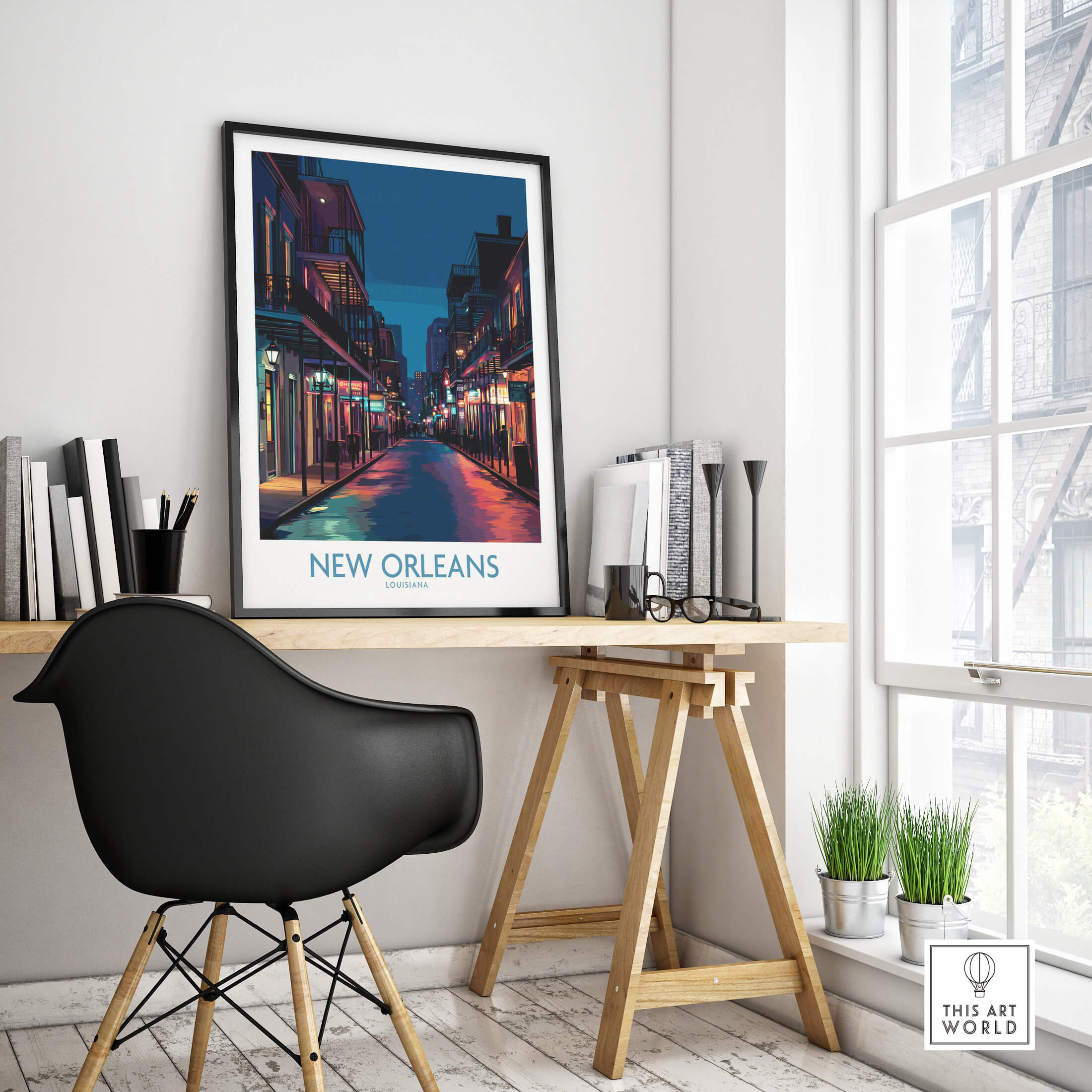 New Orleans Canvas Print | French Quarter Cityscape Poster in a stylish interior setting with modern decor.