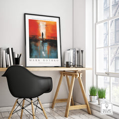 Rothko Style Minimalist Landscape Abstraction Print | Modern Wall Decor in a stylish workspace setting.