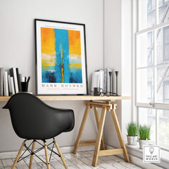 Rothko Style Color Block Abstraction Print | Modern Geometric Wall Art displayed in a stylish contemporary office setting.