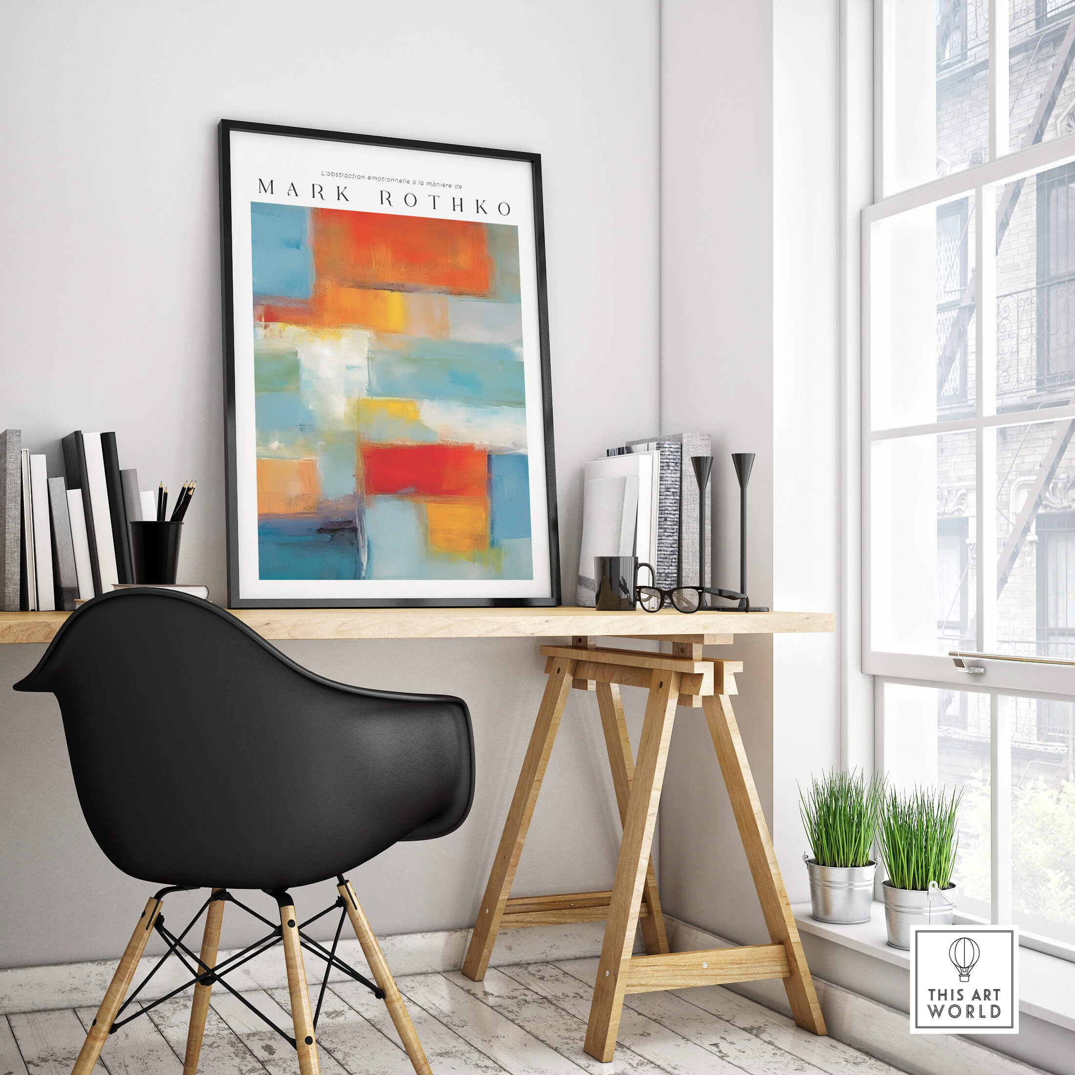 Rothko Canvas Color Abstraction Painting | Modern Abstract Wall Art in a stylish office setting.