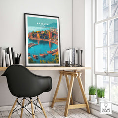 Antalya Canvas Print | Turkish Beach Wall Art featuring a picturesque coastal scene in a modern interior.