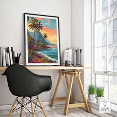 Big Island Hawaii Kona Coast Canvas Art Print | Vibrant Hawaiian Wall Art displayed in a stylish office setting.