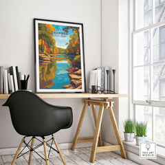 Shawnee State Park Ohio Fall Forest Lake Print - Autumn Reflections Wall Art in a modern room with natural light.