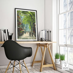 Vietnam Wall Art Poster showcasing vibrant street life in Vietnam, enhancing home decor with cultural richness.