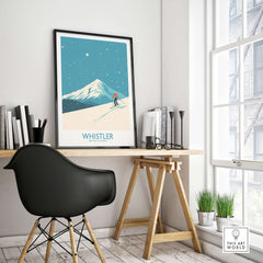 Whistler Wall Art Print showcasing vibrant snowy slopes of British Columbia, perfect for ski lovers and home decor.