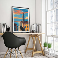 Zadar Poster - Dalmatian Coast Twilight View Print | Croatian Home Decor displayed in a cozy interior setting.