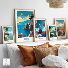 Crete Wall Art Print showcasing the beauty of Greece with vibrant colors and scenic landscapes.