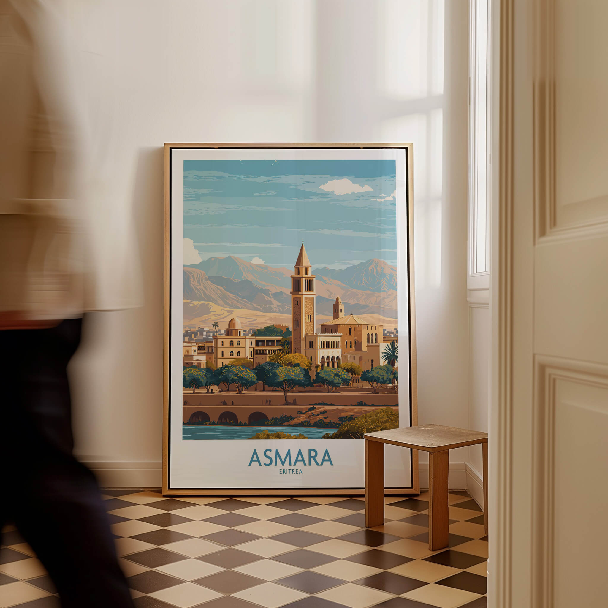 Asmara Eritrea Wall Art – Travel Poster displayed in a stylish interior setting.