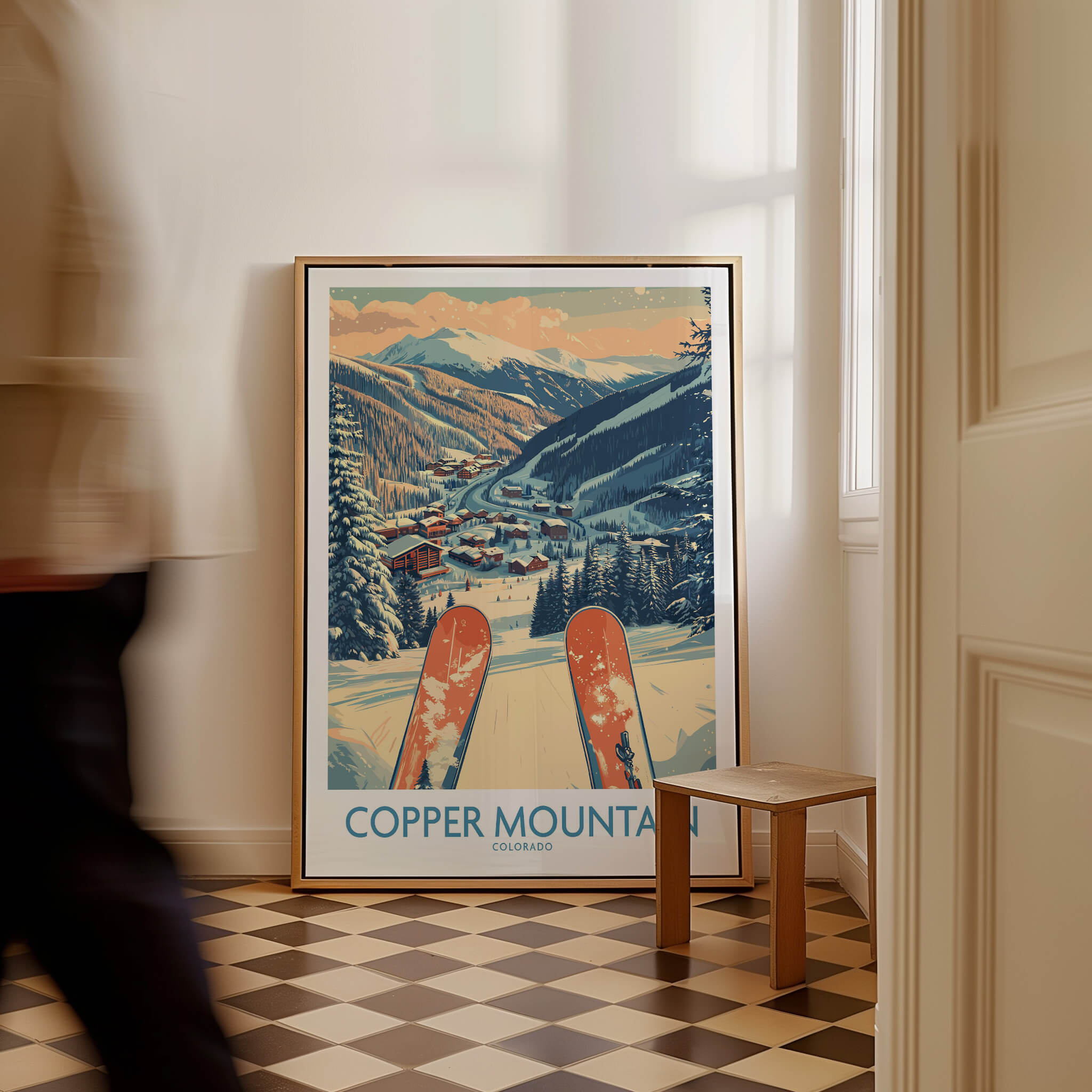Copper Mountain Colorado Wall Art – Winter Mountain Ski Resort Wall Decor featuring snowy slopes and vibrant ski graphics.