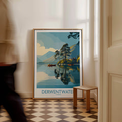 Derwentwater Cumbria Wall Art – Canvas Print featuring a serene lake view with mountains in the background.