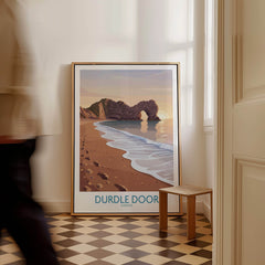 Durdle Door Dorset Wall Art – Canvas Poster displayed in a stylish interior setting.