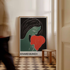 Edvard Munch Art Print - Edvard Munch Two Heart c1899 Woodcut - Symbolist Love Poster displayed in a stylish interior.
