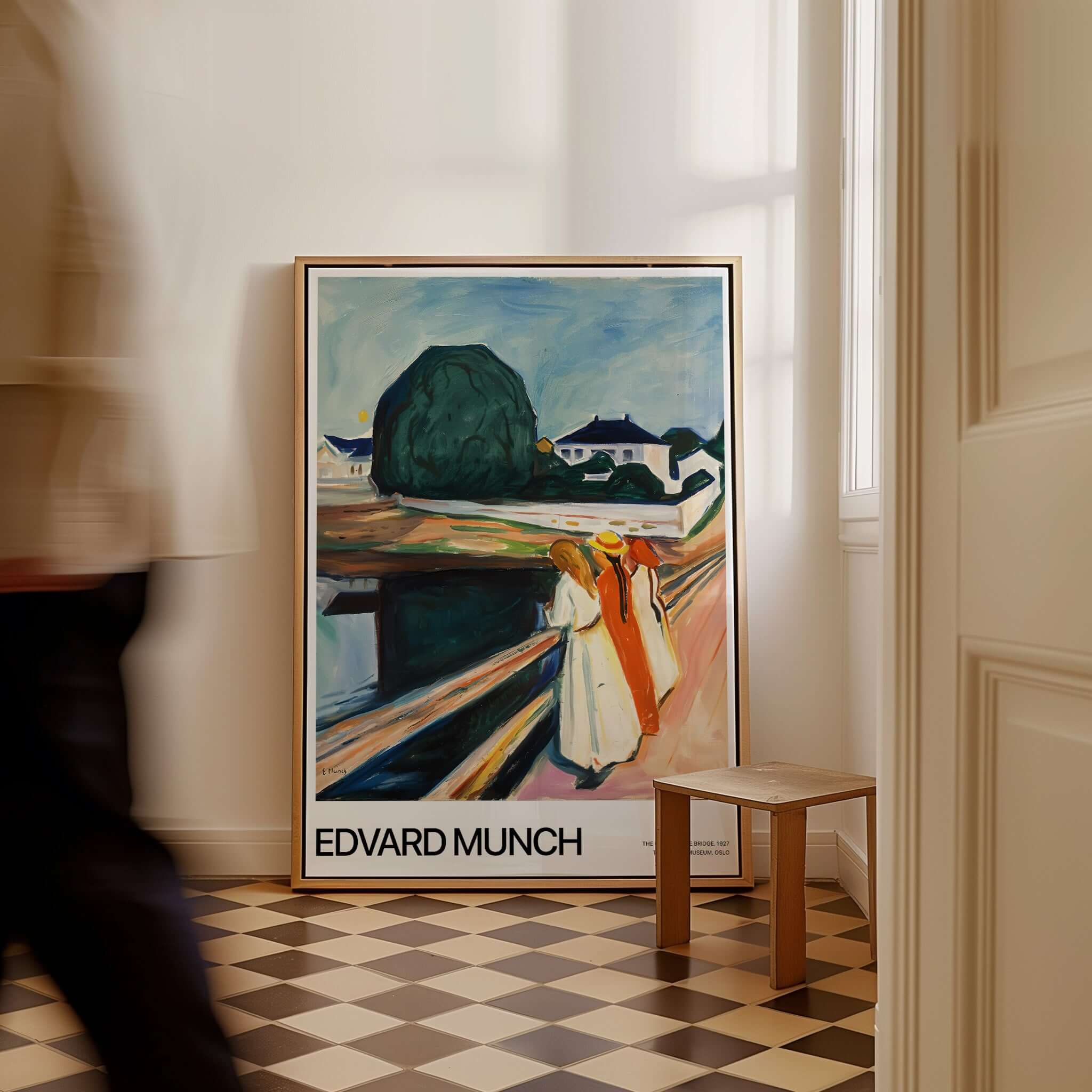 Edvard Munch Art Print - The Girls on the Bridge 1927 Painting - Museum Poster displayed in a stylish interior.