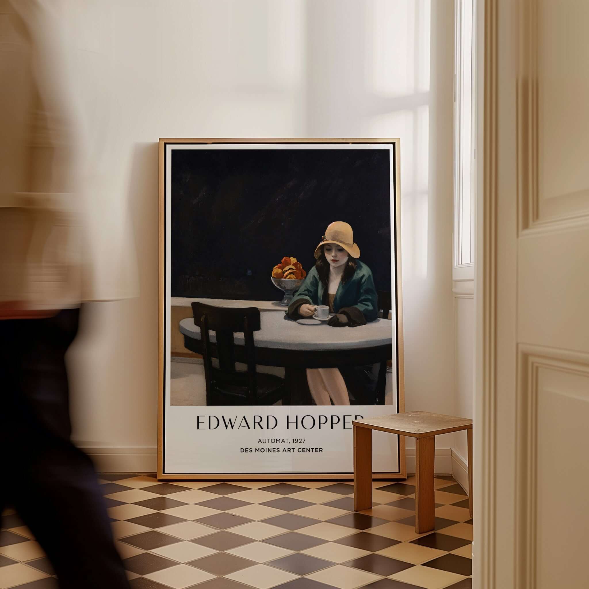 Edward Hopper Automat 1927 Des Moines Art Center Poster Print displayed in a stylish interior setting.