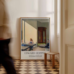 Edward Hopper Sunlight in a Cafeteria 1958 Yale Art Gallery Print displayed in a stylish interior setting.