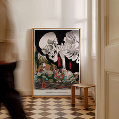 Exhibition Art Print Utagawa Kuniyoshi Skeleton Spectre Japanese Ukiyo-e Poster Wall Art displayed in a stylish interior.