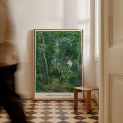 Exhibition Art Print Camille Pissarro Edge of the Woods Impressionist Landscape Poster Wall Art displayed in a stylish interior.