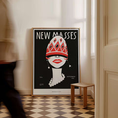 New Masses Frank Walts Art Deco Magazine Cover Poster Wall Art Print displayed in a stylish interior setting.