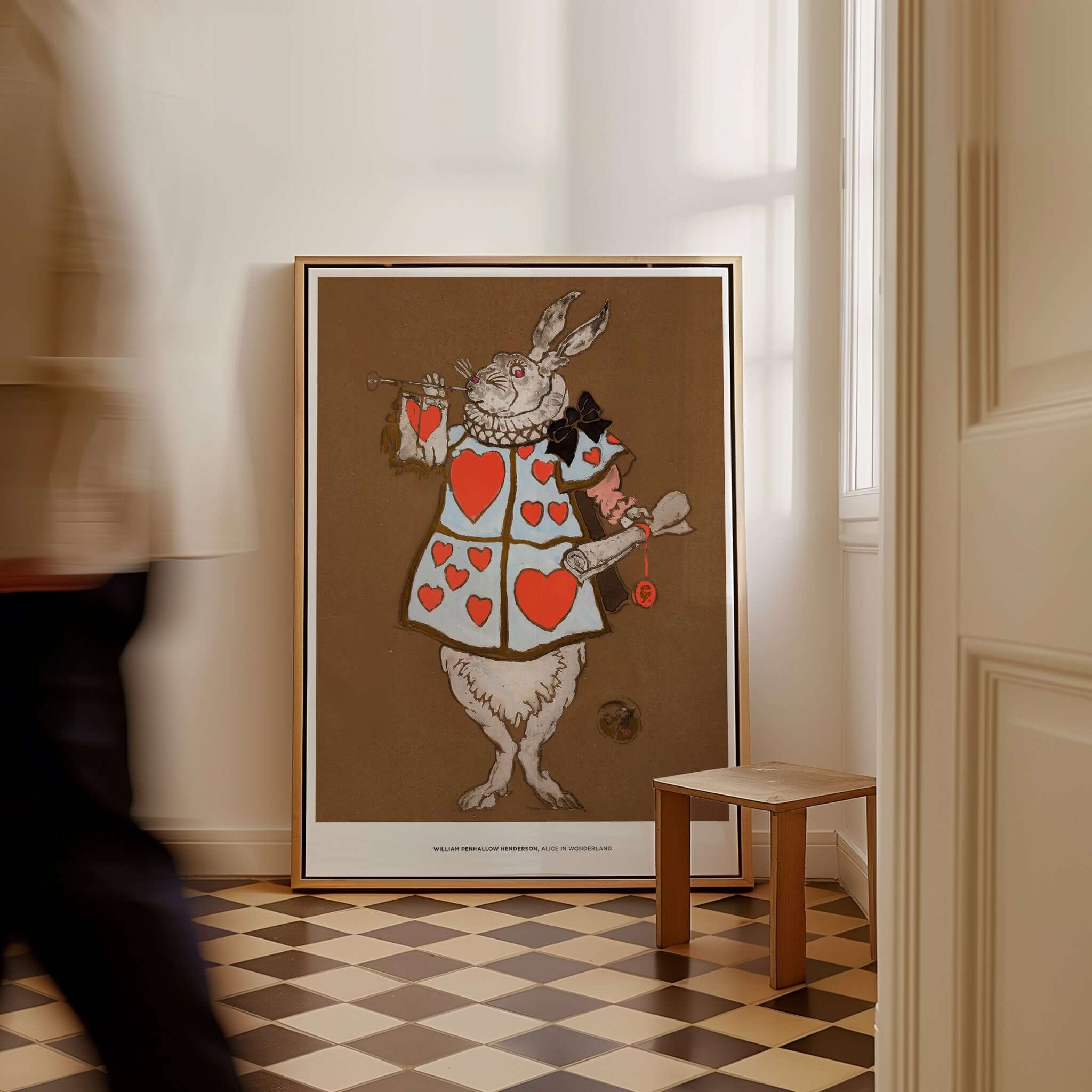Exhibition Art Print William Henderson White Rabbit Alice in Wonderland Vintage Poster displayed in a stylish interior.