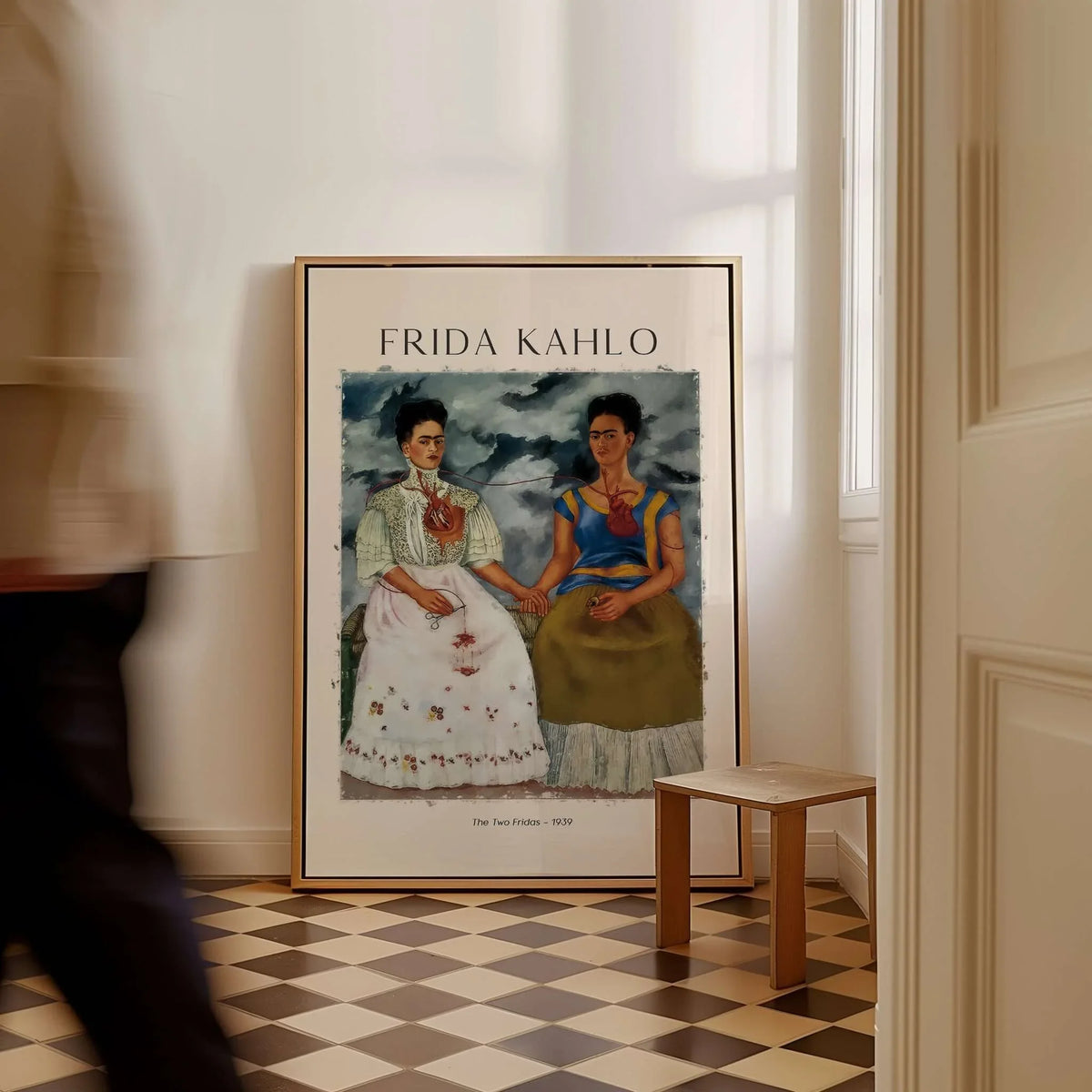 Frida Kahlo The Two Fridas Famous Art Print Poster Wall Art displayed in a stylish room setting.