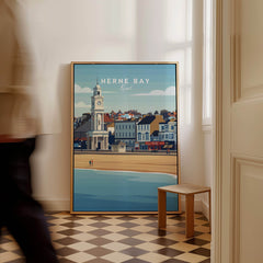 Herne Bay Kent Wall Art Print | British Travel Poster displayed in a room, showcasing the iconic seaside town.