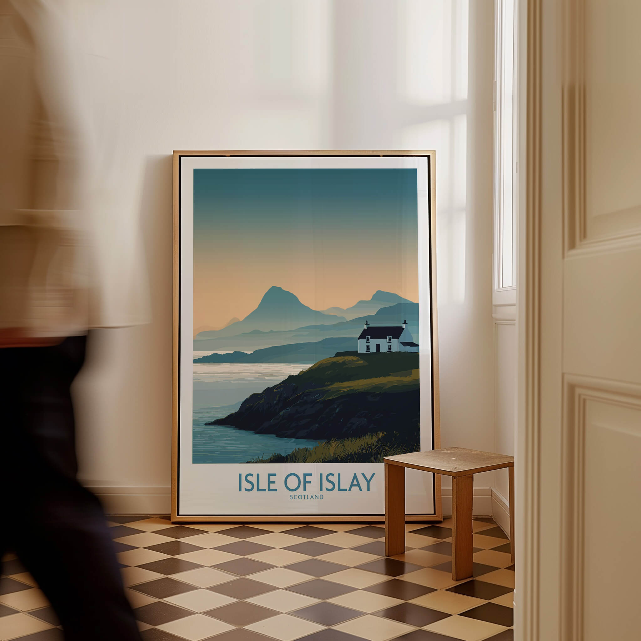Isle of Islay Scotland Canvas & Art Print displayed in a stylish interior setting, showcasing Scotland's dramatic landscapes.