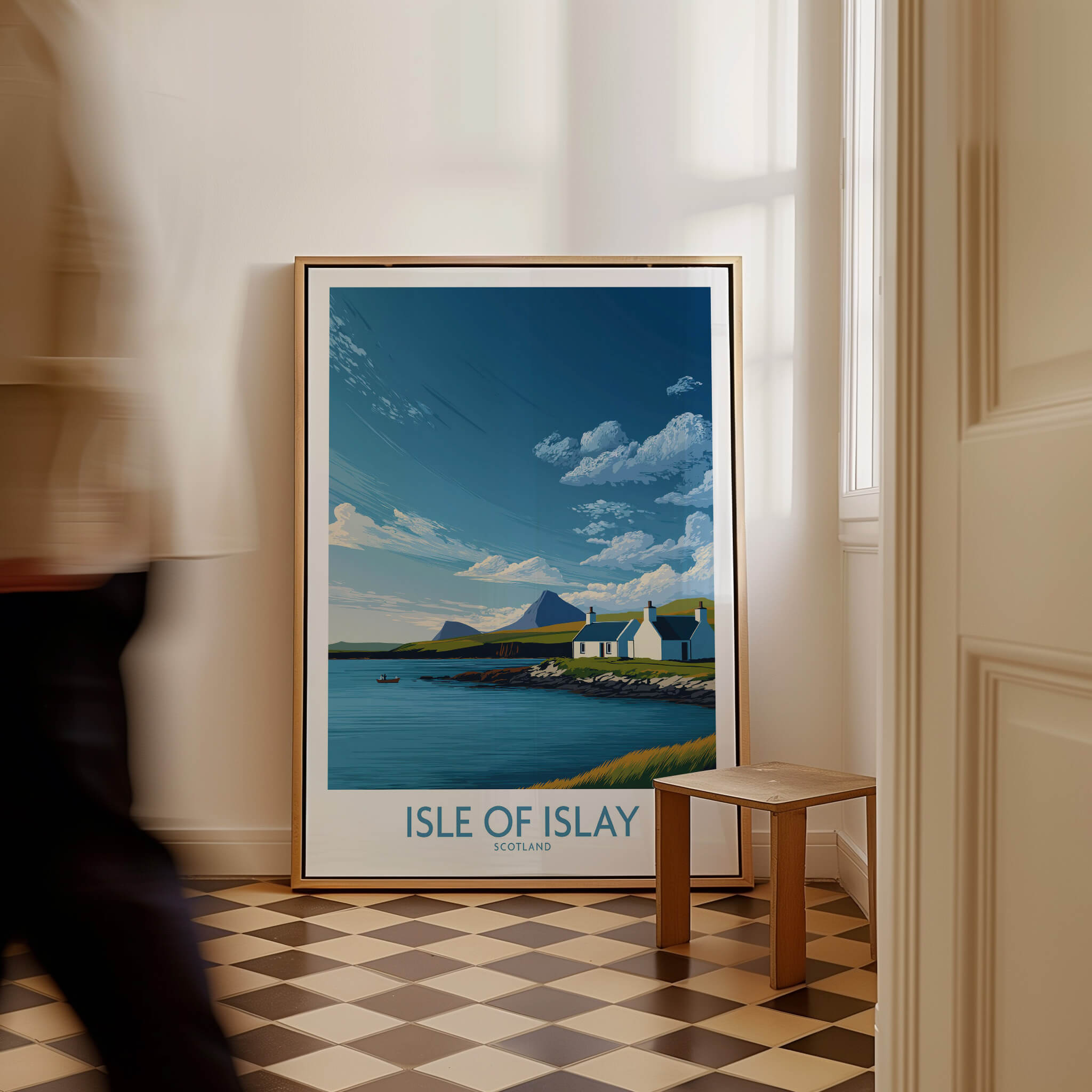 Isle of Islay Scotland Canvas Print | Scottish Hebrides Poster displayed in a modern interior setting.