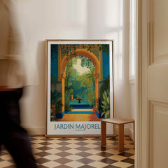 Jardim Majorelle Marrakesh Canvas Print | Tropical Oasis Landscape Poster displayed in a stylish interior setting.