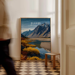 Kluane Travel Poster National Park Canada | Yukon Valley Wall Art Print displayed in a stylish interior setting.