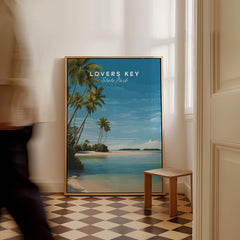 Lovers Key Wall Art Print | Paradise Island Scenery Florida Travel Poster displayed in a stylish interior.