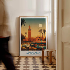 Marrakesh Morocco Poster | Traditional Moroccan Architecture Canvas Print showcasing vibrant colors and iconic scenery.