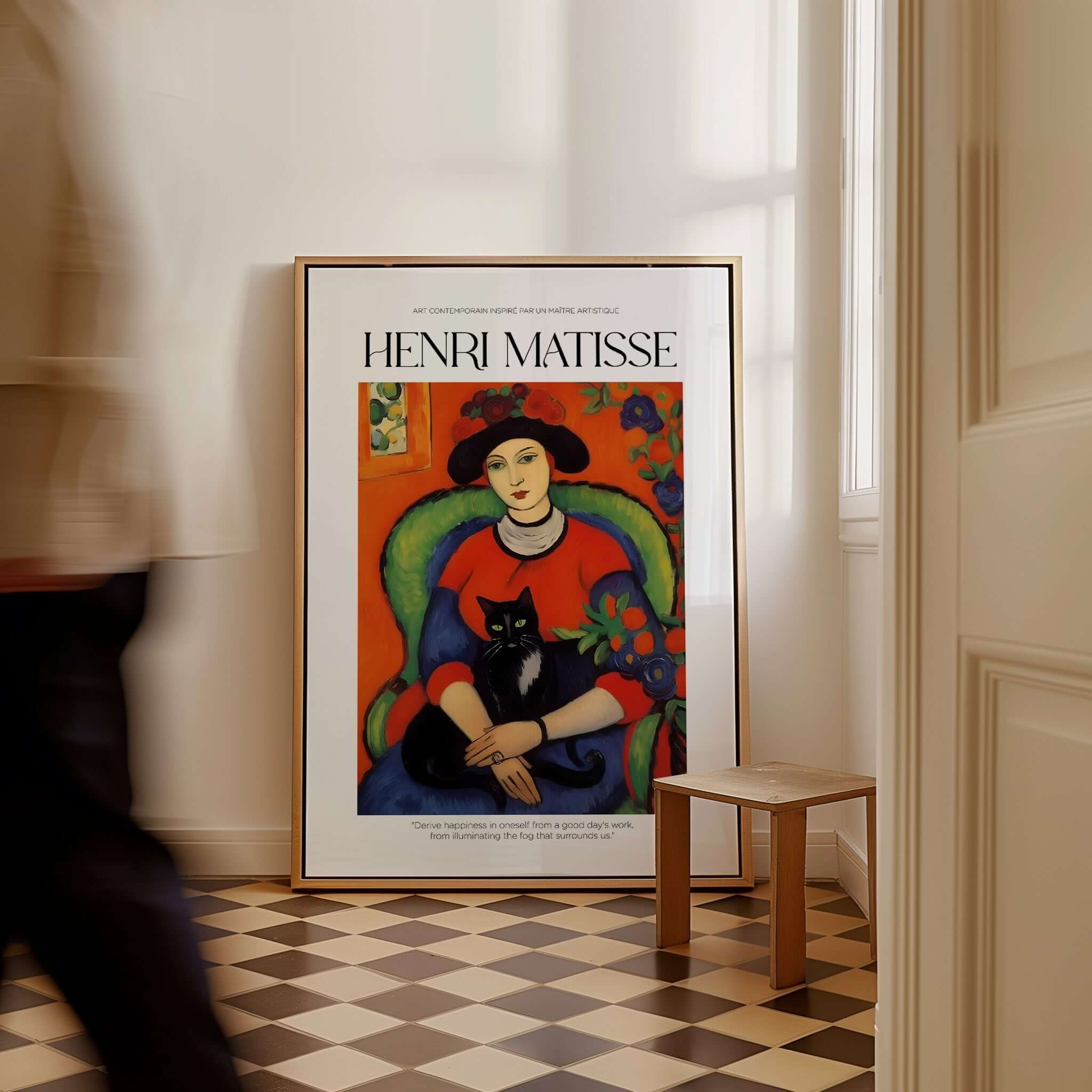 Matisse Art Prints - Woman with Black Cat Interior Poster showcased in artistic home setting.