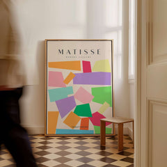 Matisse Art Prints - Colorful Geometric Shapes Abstract Print displayed in a modern interior setting.