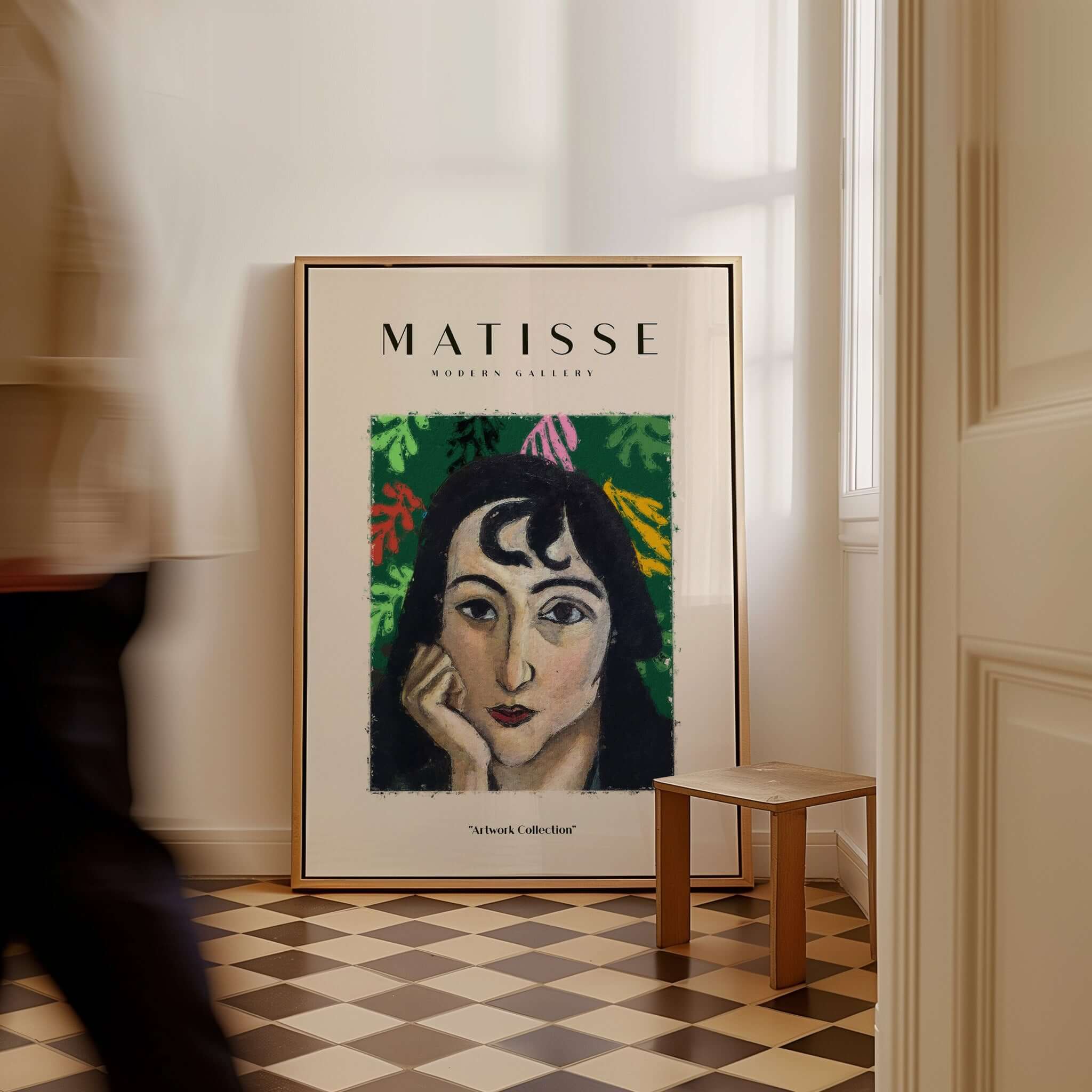 Matisse Art Prints - Pensive Woman Poster framed art print displayed in a modern interior setting.