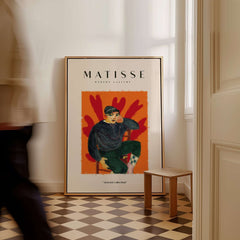 Matisse Art Prints - Seated Figure in Cap Poster displayed in an interior with geometric flooring and natural light.