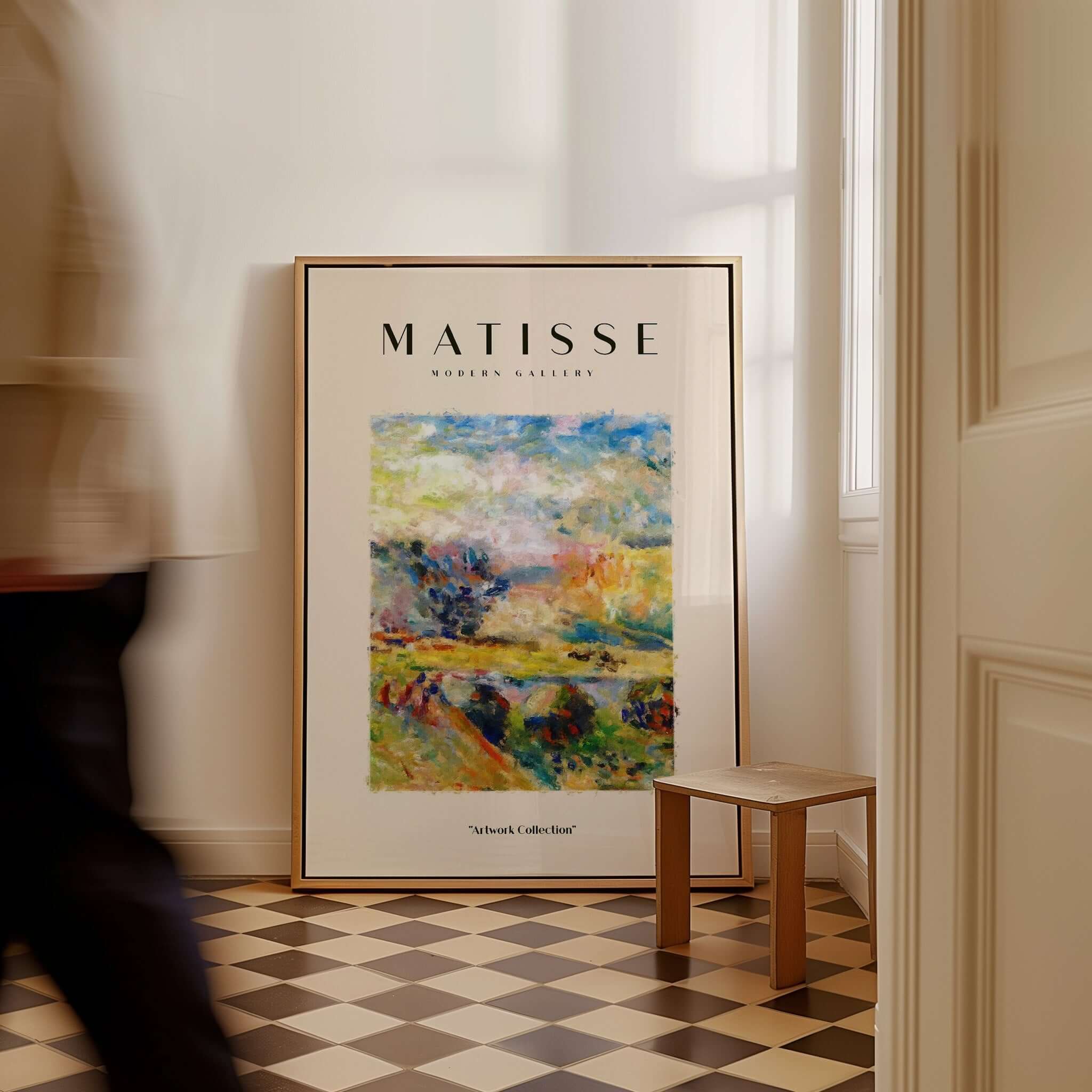 Matisse Art Prints - Abstract Painterly Landscape Bridge Poster displayed in a modern home setting.