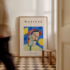 Matisse Art Prints -  Abstract Man Portrait Poster displayed in a stylish room with vibrant colors and artistic elements.