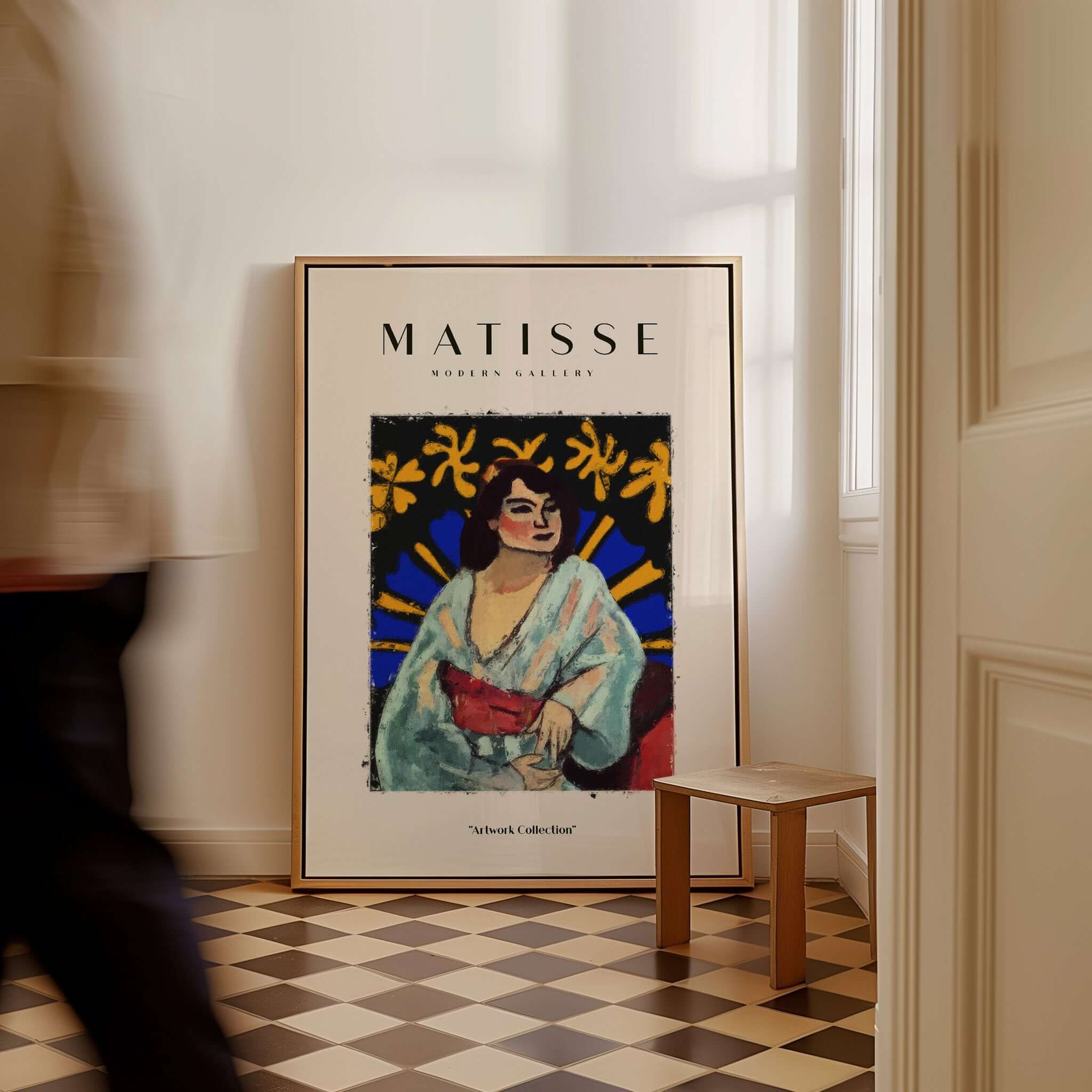 Matisse Art Prints -  Woman Robe Abstract Stained Glass Effect Poster displayed in a stylish interior setting.